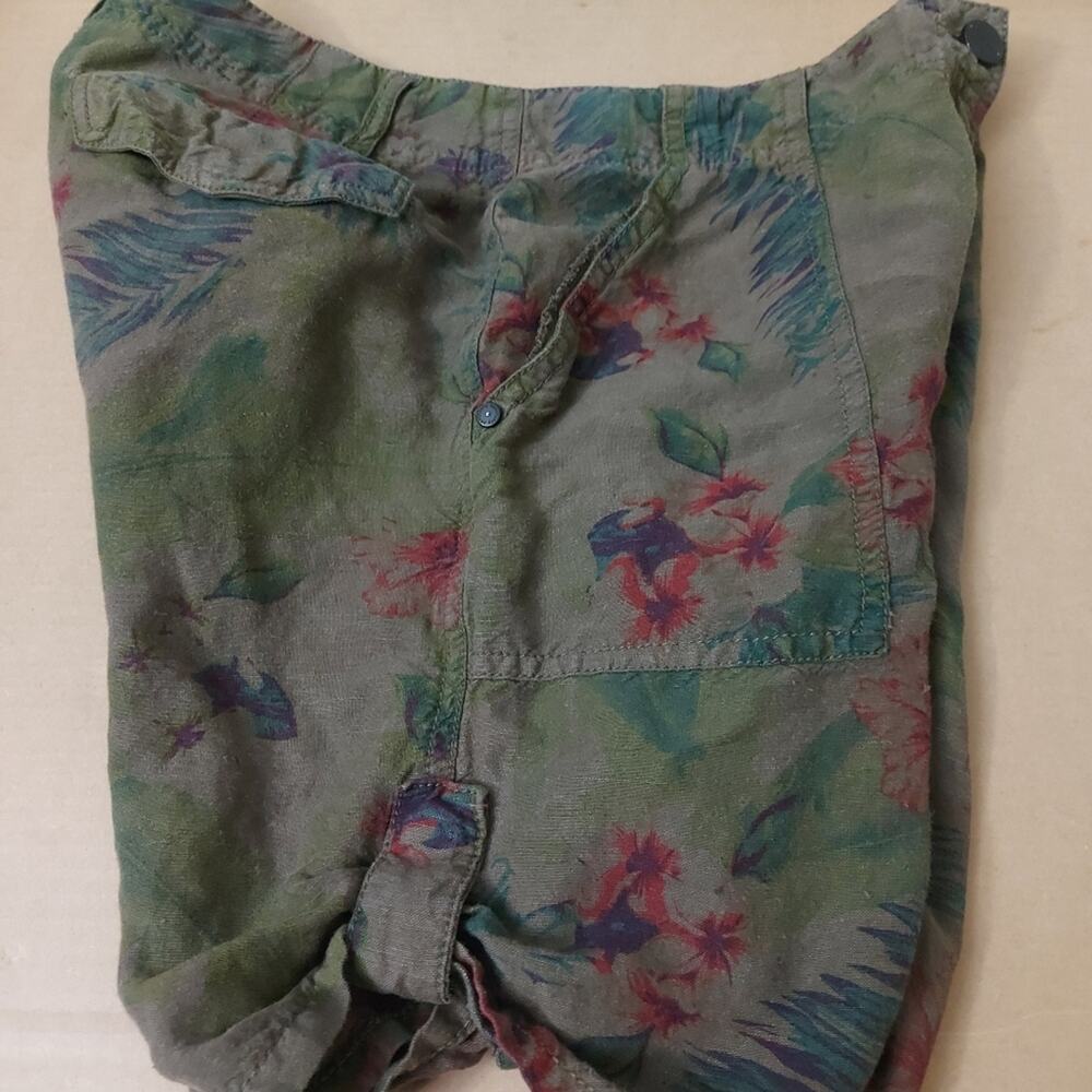 Sanctuary Olive Green Linen Floral Khaki Shorts 26 Fairycore Print Tomato Girl - Picture 4 of 8